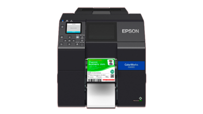 Epson C6000 farve etiketprinter med Peelfunktion. Fra Etisoft.
