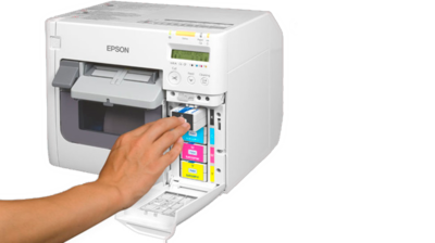 Epson C3500 farve etiketprinter. Seperat farvepatroner og sort. Leveret af Etisoft
