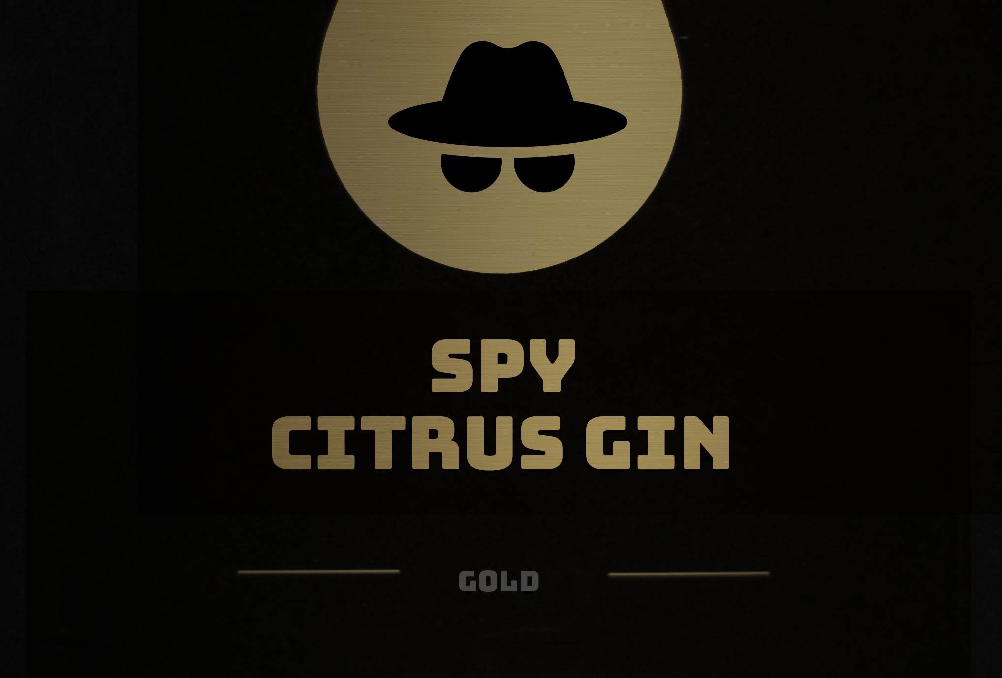 Spiritusetiket til sprit flakse. Her Citrus Gin. Etiket med guldfolie.